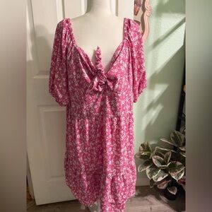 LC Lauren Conrad Vibrant Pink Dress, Tie front